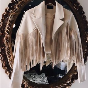 Animari the Label Lennon Vegan Suede Fringe Jacket - Cream
